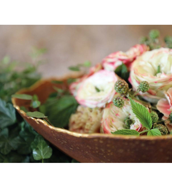 Edelrost Deko Mit Gold Verzierungen Ripple Schale mit Goldrand Ø 34 cm 
Ø 34 cm
Goldrand aus Messing
auf Platte
