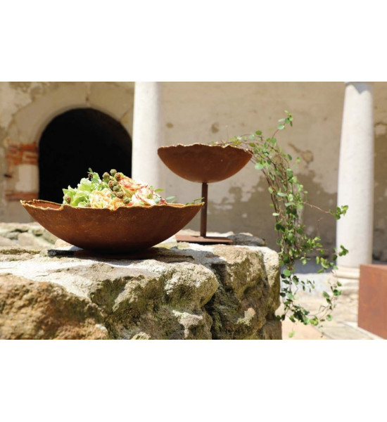 Edelrost Deko Mit Gold Verzierungen Ripple Schale mit Goldrand Ø 34 cm 
Ø 34 cm
Goldrand aus Messing
auf Platte
