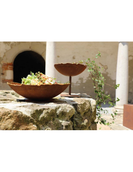 Edelrost Deko Mit Gold Verzierungen Ripple Schale mit Goldrand Ø 34 cm 
Ø 34 cm
Goldrand aus Messing
auf Platte
