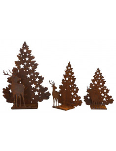 Start Hirsch vor Sternenbaum auf Platte - 29 cm hoch - klein  2