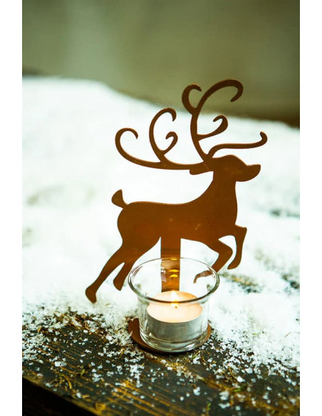Weihnachtsdeko Aussen Teelichthalter Rentier - Höhe 20 cm - inkl. Teelichtglas Höhe ca. 18 cm, Breite 14 cm
Stimmungsvolles, sp