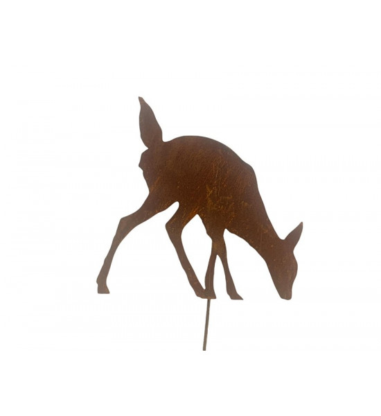 Weihnachtsdeko Essendes Kitz auf kurzem Stab - mittel - Größe 2, Höhe 33 cm, Breite 33 cm Essendes Reh auf einem Stab zum Stecke