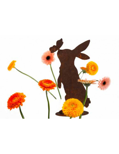 Schmetterlinge Hasi A - stehender Osterhase mit Schmetterling auf der Nase - 32 cm hoch 
Höhe 32 cm
Breite 15 cm
stehender Os