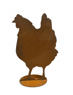 Gartendeko Rost Huhn von vorne auf Platte - 37 cm hoch Huhn von vorne auf einer Standplatte.
Höhe 37 cm
Breite 25 cm