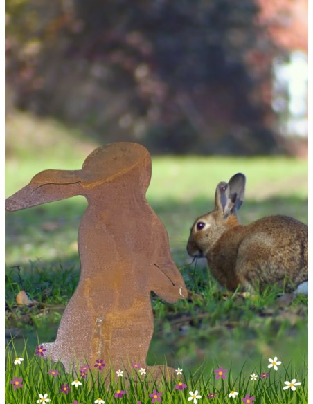 Hasen Gartenstecker Hase Flecki Höhe 40 cm 
Gesamthöhe 40 cm
Motiv Höhe 30 cm
Motiv Breite 20 cm
 Hasen Gartenstecker Hase Flecki Höhe 40 cm 
Gesamthöhe 40 cm
Motiv Höhe 30 cm
Motiv Breite 20 cm