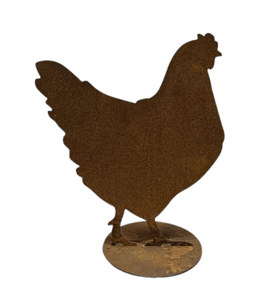 Tiere - Edelrost Tierfiguren Stehendes Huhn - 39 cm hoch Stehendes Huhn auf einer Platte.

Höhe 39 cm
Breite 34 cm
