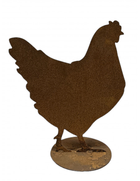 Tiere - Edelrost Tierfiguren Stehendes Huhn - 39 cm hoch Stehendes Huhn auf einer Platte.

Höhe 39 cm
Breite 34 cm
