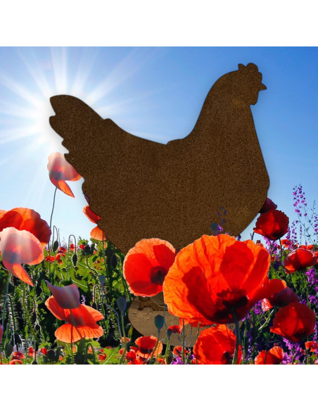 Tiere - Edelrost Tierfiguren Stehendes Huhn - 39 cm hoch Stehendes Huhn auf einer Platte.

Höhe 39 cm
Breite 34 cm
