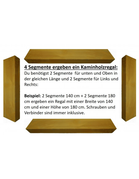 Start 1 x Segment Kaminholzregal 45 cm für Bank oder Innenwürfel - Sitzhöhe 45 cm hoch So einfach baust du aus unseren Segmenten