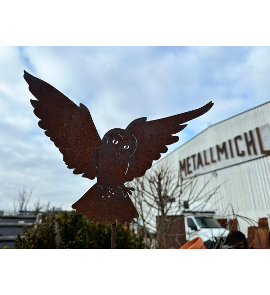 Gartenstecker Schleiereule fliegend - Gartenstecker - 35 cm breit 
Breite 35 cm
Stab 100 cm
