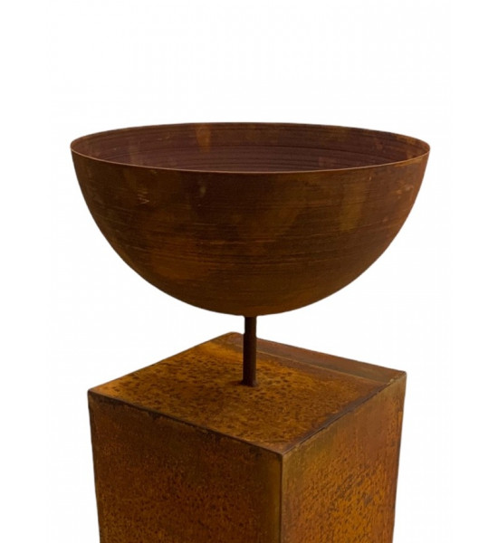 Gartendeko Rost Halbschale mit kurzem Rohr - 25 cm Ø 
Höhe 12,5 cm
Durchmesser 25 cm
