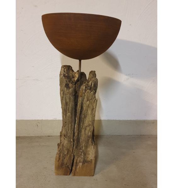 Gartendeko Rost Halbschale mit kurzem Rohr - 50 cm Ø 
Höhe 25 cm
Durchmesser 50 cm
