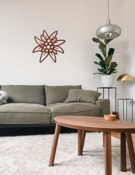 Alpenblumen XL Edelweiss Wandbild aus rostigem Metall 50 cm groß 
Großes XL Edelweiß als Wandbild
Ø 50 cm
Höhe 50 cm
Breite 