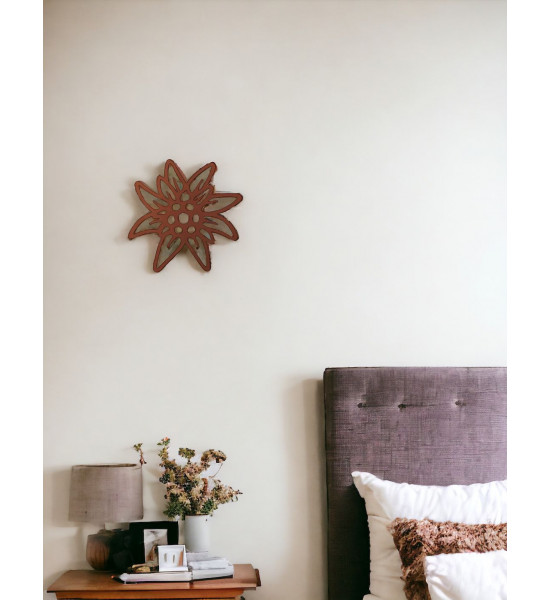 Alpenblumen XL Edelweiss Wandbild aus rostigem Metall 50 cm groß 
Großes XL Edelweiß als Wandbild
Ø 50 cm
Höhe 50 cm
Breite 