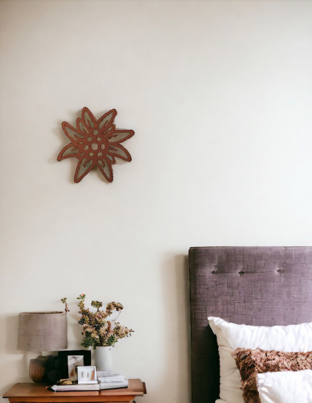 Alpenblumen XL Edelweiss Wandbild aus rostigem Metall 50 cm groß 
Großes XL Edelweiß als Wandbild
Ø 50 cm
Höhe 50 cm
Breite 