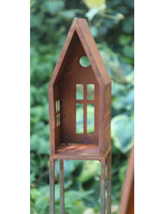 Vogelhäuser schmales Vogelhaus auf Vierkant Stele - mit Fenster - Höhe 144 cm - 15x15 cm Lichthaus schmales Vogelhaus auf 4Kant-