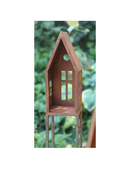 Vogelhäuser schmales Vogelhaus auf Vierkant Stele - mit Fenster - Höhe 144 cm - 15x15 cm Lichthaus schmales Vogelhaus auf 4Kant-