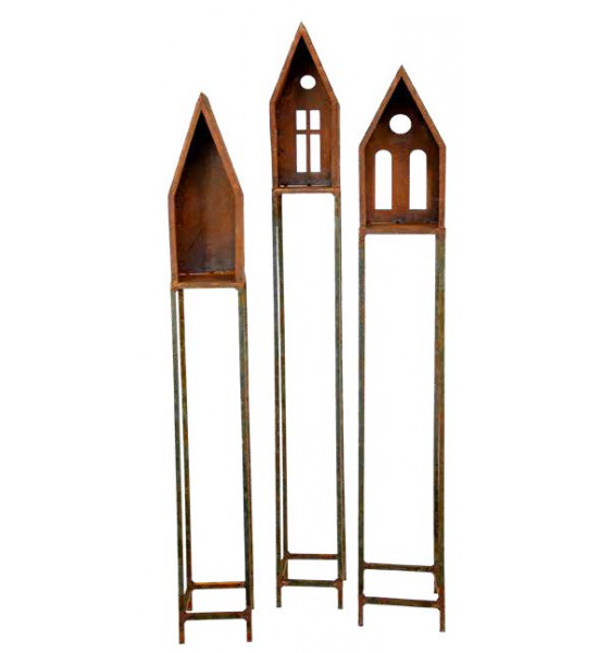 Vogelhäuser schmales Vogelhaus auf Vierkant Stele - mit Fenster - Höhe 144 cm - 15x15 cm Lichthaus schmales Vogelhaus auf 4Kant-