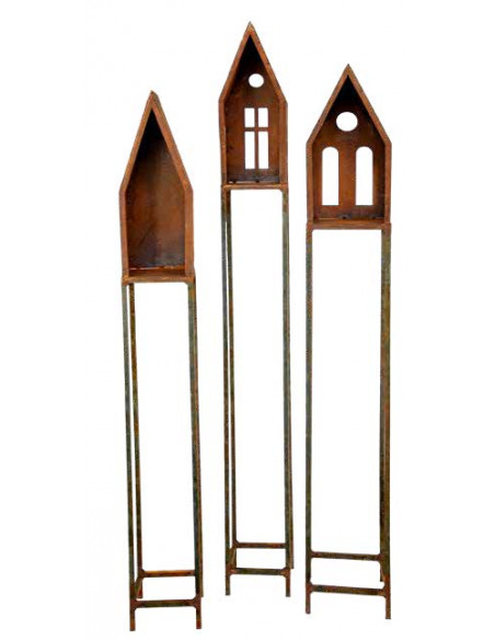 Vogelhäuser schmales Vogelhaus auf Vierkant Stele - mit Fenster - Höhe 144 cm - 15x15 cm Lichthaus schmales Vogelhaus auf 4Kant-