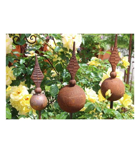 Gartenstecker Rosenstab Kugel mit Lilienspitze - Höhe 150 cm Rankstab - klein 
Höhe 150 cm
