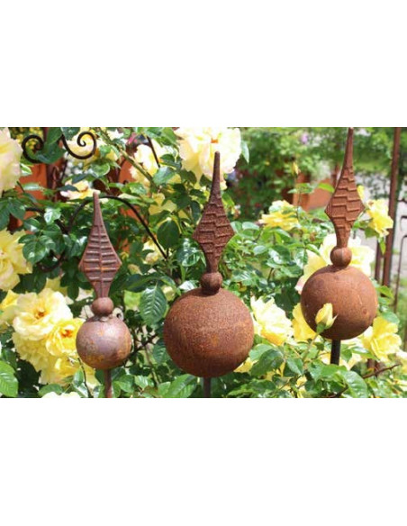 Gartenstecker Rosenstab Kugel mit Lilienspitze - Höhe 150 cm Rankstab - klein 
Höhe 150 cm
