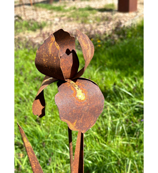 Blumen und Bäume Iris als Gartenstecker - mit Goldverzierung - Gesamthöhe 92 cm - Metall Blume 
Gesamthöhe 92 cm
Stablänge 80