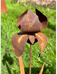 Blumen und Bäume Iris als Gartenstecker - mit Goldverzierung - Gesamthöhe 92 cm - Metall Blume 
Gesamthöhe 92 cm
Stablänge 80  2