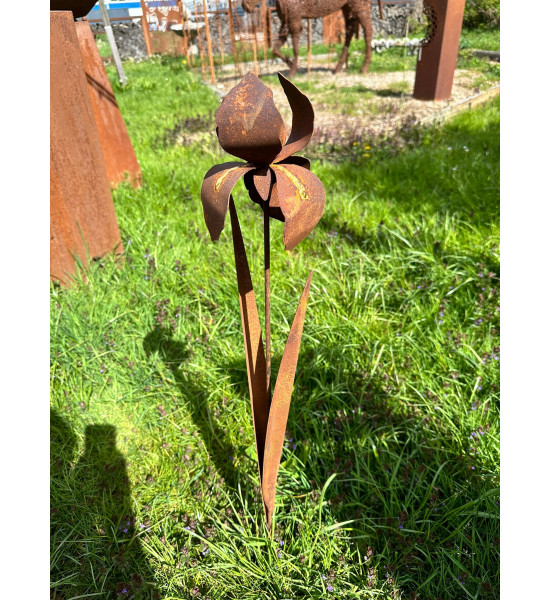 Blumen und Bäume Iris als Gartenstecker - mit Goldverzierung - Gesamthöhe 92 cm - Metall Blume 
Gesamthöhe 92 cm
Stablänge 80