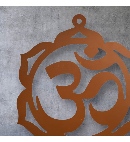 Religiöse Figuren OM Zeichen Symbol aus Edelrost Metall - 12 x 10 cm 
Für viele Menschen symbolisiert das OM Zeichen den Urklan