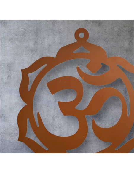 Religiöse Figuren OM Zeichen Symbol aus Edelrost Metall - 12 x 10 cm 
Für viele Menschen symbolisiert das OM Zeichen den Urklan