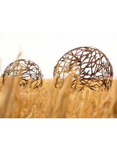 Start Edelrost Deko Kugel mit Ästen und Eisenstäben - 40 cm 
kunsthandwerklich gefertigte Metallkugel mit Motiv Äate, Zweige un 2