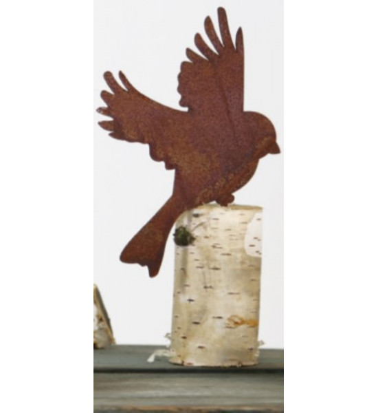 Tiere - Edelrost Tierfiguren Vogel fliegend mit Baumspieß - Höhe 17 cm - Deko Tierstecker Der fliegende Vogel aus rostigem Metal