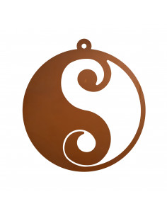 Religiöse Figuren Edelrost Metall Aufhänger - Yin & Yang - 10 cm H: 11 cm, B: 10 cm