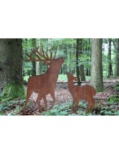 Start großer röhrender Hirsch mit doppeltem Geweih auf großer Platte - Höhe 180 cm 
Höhe 180 cm
Breite 107 cm
mit doppeltem G