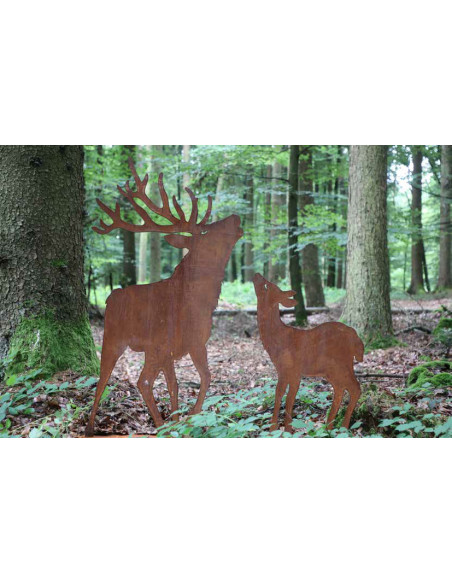 Start großer röhrender Hirsch mit doppeltem Geweih auf großer Platte - Höhe 180 cm 
Höhe 180 cm
Breite 107 cm
mit doppeltem G