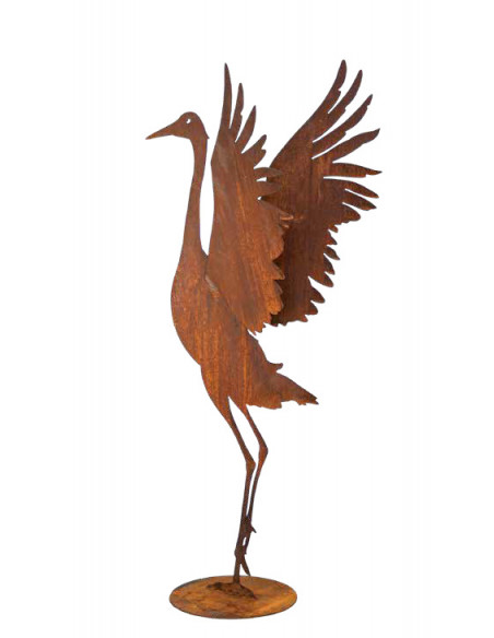 Start Kranich stehend auf Platte, mit gespreizten Flügeln - Höhe 102 cm 
Höhe 102 cm
Breite 49 cm
mit gespreizten Flügeln
au