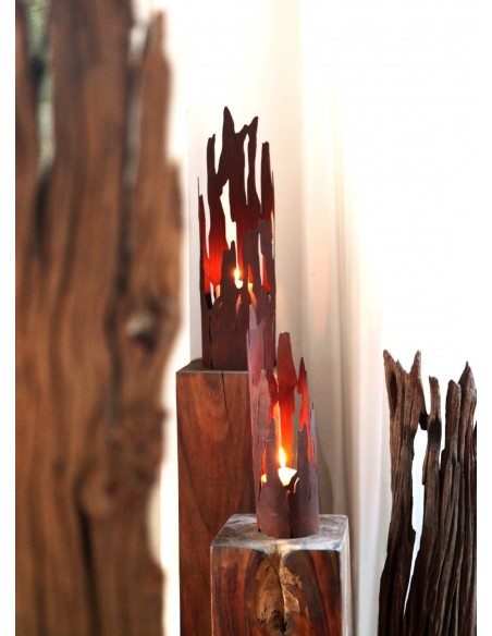 Windlicht Treibholz -groß 60 cm - Edelrost Windlicht 