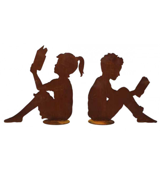 Figure Lesender Junge - Höhe 41 cm 
Höhe 41 cm
Breite 41cm
auf Platte
3 mm Stahl