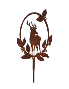 Start Hirsch Tierbild mit Goldbeeren mit Rohr für Stab 8 mm - Höhe 28 cm 
Höhe 28 cm
Breite 19 cm
Rohr für Stab 8 mm
