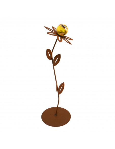 Glasblume Anna - Höhe 77 cm - Gelbe Glaskugel