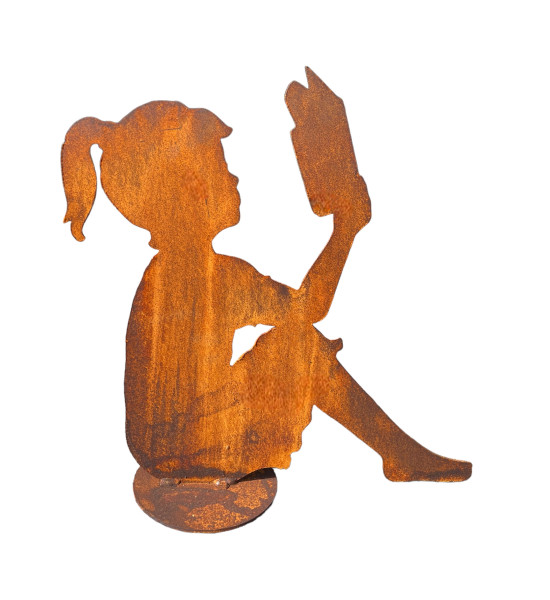 Start Figure Lesendes Mädchen auf Platte - Höhe 45 cm 
Höhe 45 cm
Breite 46 cm
auf Platte
Stahl 3 mm
