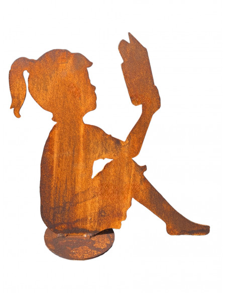 Start Figure Lesendes Mädchen auf Platte - Höhe 45 cm 
Höhe 45 cm
Breite 46 cm
auf Platte
Stahl 3 mm
