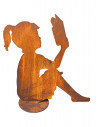 Edelrost Figur - Lesendes Mädchen – 45 cm - auf Platte