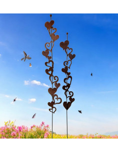 Herzige Dinge - Edelrost Dekoherzen Herzband Gartenstecker mit Kugel oben - 150 cm hoch Das geschwungene Band aus Herzen ist ein 2