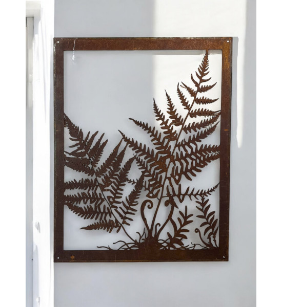 Farn Wandbild als Kunstobjekt - Höhe 78 cm 
Höhe 78 cm
Breite 62 cm
mit 12 mm Vierkantumrandung