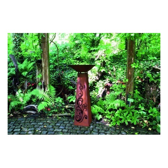 Rost Säule Trapez Ornament inkl. Schale 96,5 cm hoch