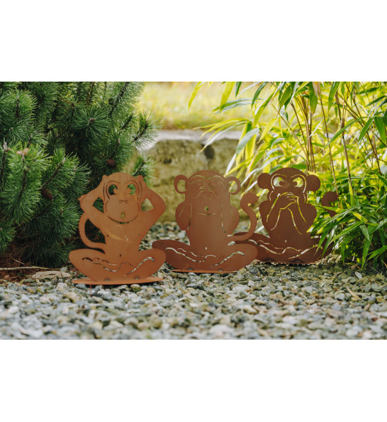 Start Affe Iwazaru „Sag nix“ - Höhe 30 cm - Dekofigur auf Platte Verschönere deinen Garten mit der einzigartigen Dekofigur „Affe