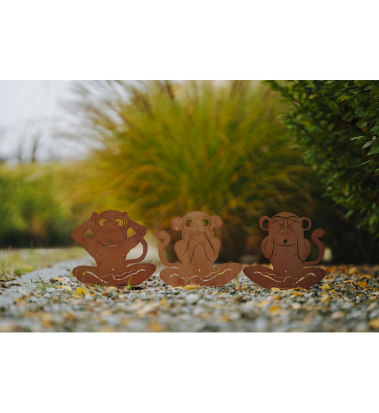 Start Affe Iwazaru „Sag nix“ - Höhe 30 cm - Dekofigur auf Platte Verschönere deinen Garten mit der einzigartigen Dekofigur „Affe