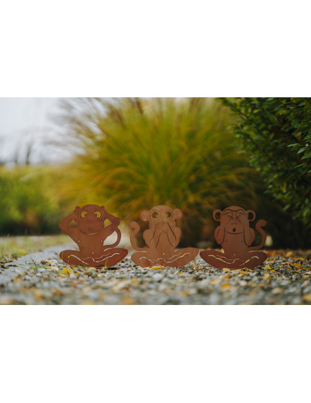 Start Affe Iwazaru „Sag nix“ - Höhe 30 cm - Dekofigur auf Platte Verschönere deinen Garten mit der einzigartigen Dekofigur „Affe