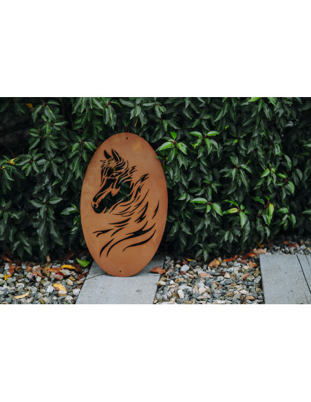 Start Wandbild Pferd "Mustang" – Edelrost Metallbild - Höhe 50 cm x 30 cm Verleih deinem Raum mit dem einzigartigen Wandbild Mus